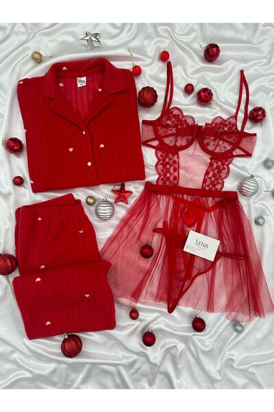 Lena Homewears Lena Happy New Year Pajamas & Fancy 4-Piece Mini New Year Set