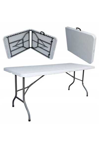 OEM Garden table, terrace and patio, rectangular, steel, 180x74x74 cm, white