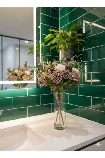 ENRUFLORA Yapay Eskitme Mor Pembe Karanfil 27 cm Süs Dekor Aranjman Vazo Sehpa Sevgililer Günü