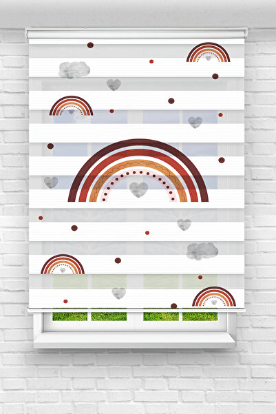 Perdecizade (ENXBOY)KAHVERENGİ GÖKKUŞAĞI DİJİTAL BASKILI ZEBRA PERDE-COCUK OD...