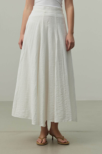 Fahhar Gode Flared Skirt White