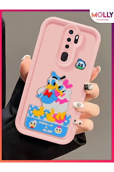 Molly OPPO A9 2020 İçin Kum Pembesi Kenarları Kalın 3d Kabartmalı Donald Dais...