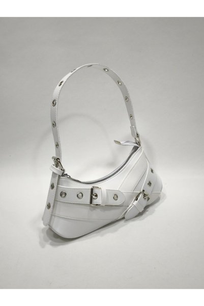 adissa collection Baguette Bag with Metal Ring Buckle |   Punk Hobo with Silver Accessories
