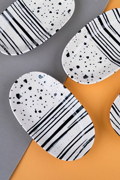 tabakevi Tabak Evi Porcelain Sidereal Oval Boat Plate 19X11X2,50Cm 4 Pieces