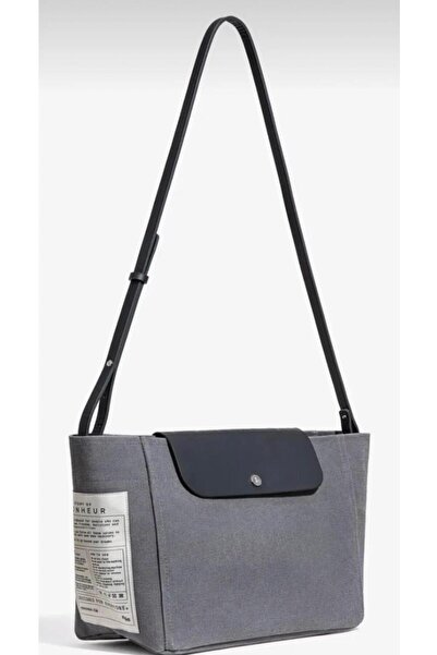 gül sezgin butik Women's Gray Color Tarnished Canvas Covered Shoulder Bag