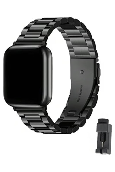 OEM Black metal strap for Apple Watch 42–49 mm, men's, adjustable + free adjuster
