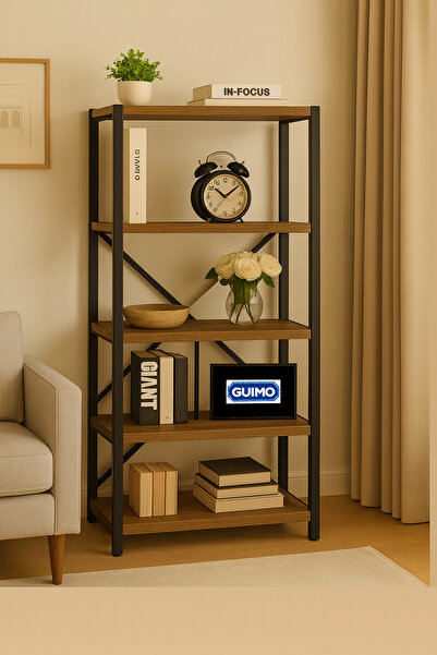 GUİMO Modern Minimal 5 Raflı Metal Kitaplık ve Raflı Dolap 26x55x150 cm Kitap...