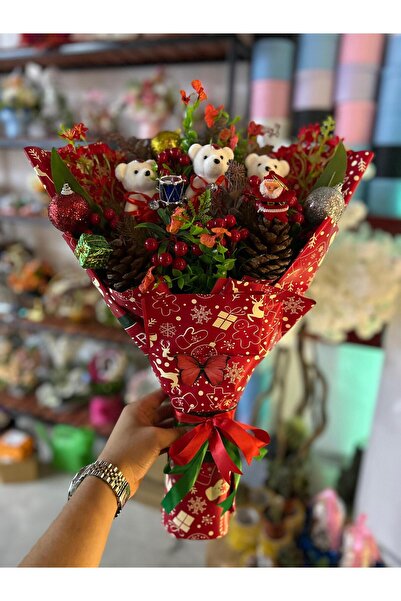 BYSHOPPİNG 3 Ayıcıklı Kokina Yılbaşı Buketi Sevgiliye Özel Hediyelik Buket Ze...