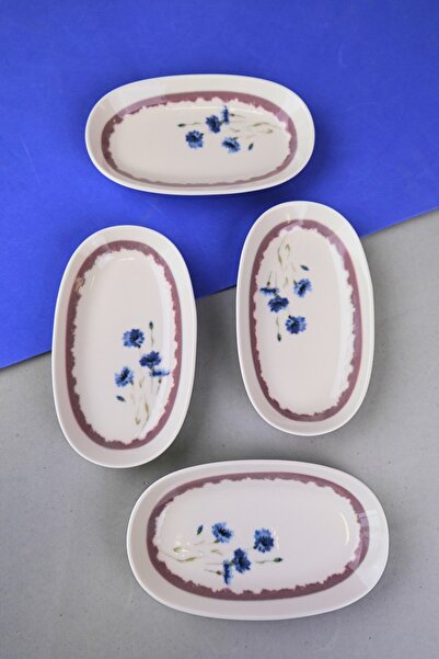 tabakevi Tabak Evi Porcelain Morden Oval Boat Plate 19X11X2,50Cm 4 Pieces