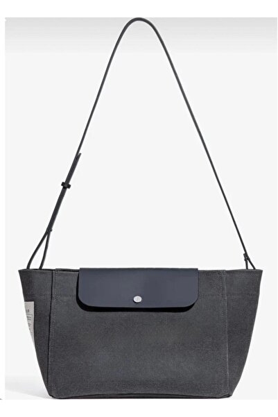 gül sezgin butik Women's Anthracite Aged Canvas Covered Shoulder Bag