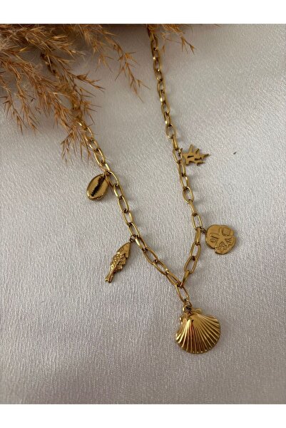 stainless steell Charmlı Chain Steel Necklace