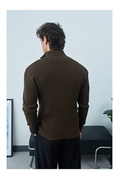 perasttesktil Men's Corded Fabric Double Zipper Cardigan