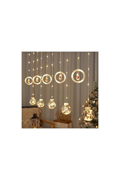 OEM Perdea luminoasă de Crăciun cu globuri și inele LED de 3 m și figurine - ...