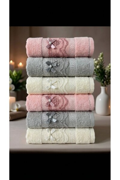 havlumarketim 6'LI 30X50 GÜPÜRLÜ FİYONKLU KADİFE MUTFAK HAVLUSU