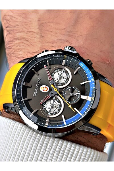 Quantum Licensed Galatasaray Fan Men's Wristwatch Steel Case Silicone Strap Functions Active