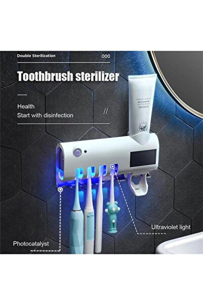 perium Dozator solar de pastă de pastă + sterilizator UV pentru periuțe de păr