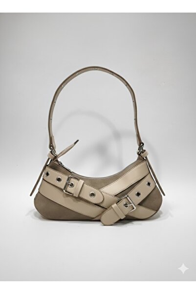 adissa collection Rocker - Tokalı Metal Halkalı Baget Çanta | Gümüş Aksesuarl...