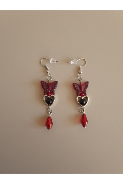 glactuca craft Red Butterfly Gothic Dangle Earrings Y2K