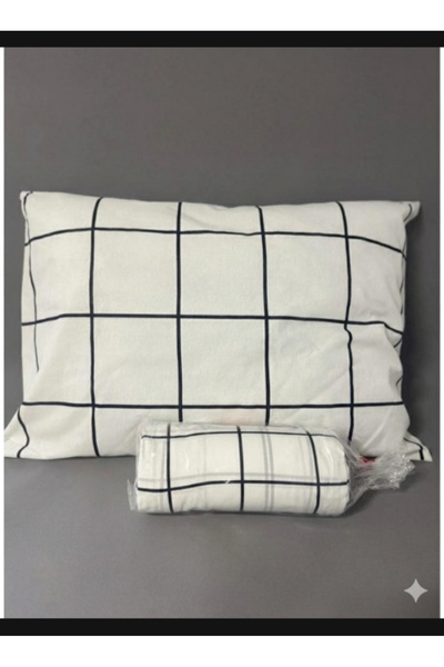 karanihome King Size Double Fitted Sheet Set with Square Pattern