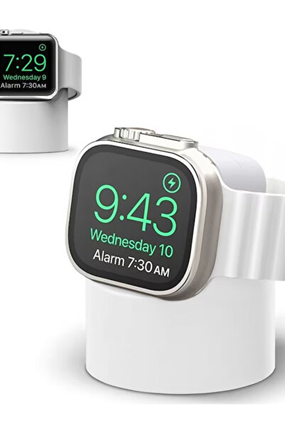 OEM White silicone charging stand, compatible with Apple Watch, Samsung and Huawei, stable and compact