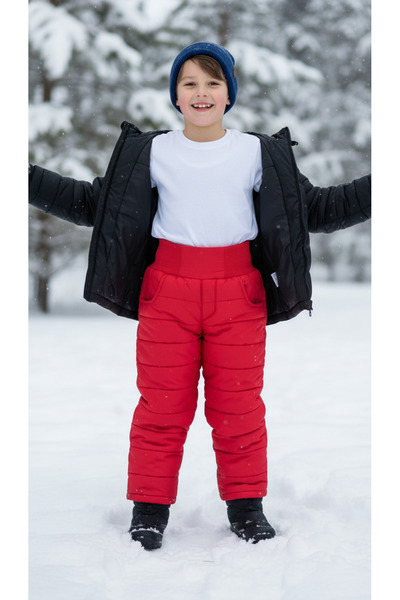 melisam.msg Pantaloni groși de schi pentru fete și băieți, cu talie elastică