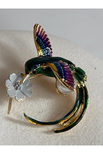 BHR AKSESUAR Yeşil Sinek Kuşu Broş (4.2 cm)