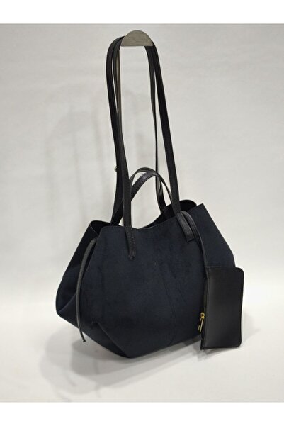 adissa collection Süet Shopper - Yumuşak Süet Görünümlü Büyük Tote Çanta | Ek...