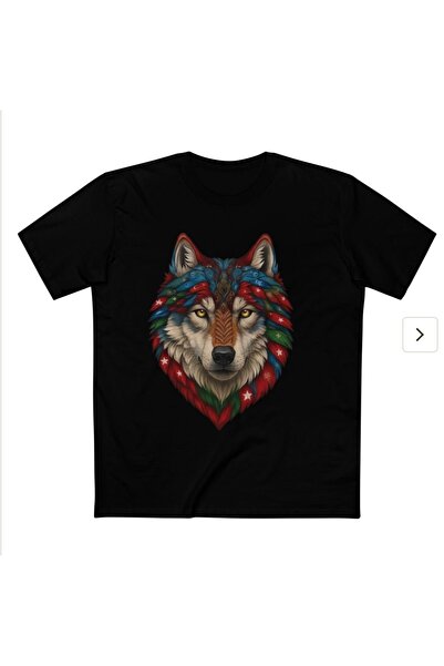 mrmubomen Oversized Mold Cotton Tshirt with Sky Blue Patterned Flag