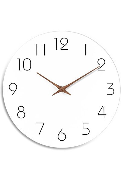 Generic Modern Silent Wall Clock, 25.4 cm White Round Face, Wooden Hands, Battery Operated, Non-Ticking Desi