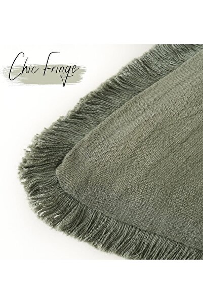 Generic Set of 2 Decorative Throw Pillow Covers Boho Farmhouse Cushion Cover with Tassels 18x18 Inch Olive G