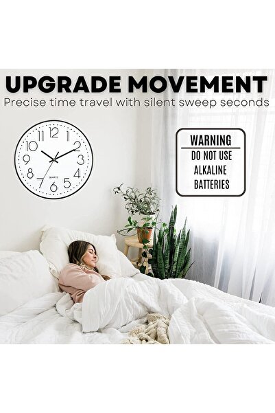 Generic Wall Clock 12 Inch Silent Non-Ticking Battery Operated Ultra-Quiet Quartz Round Clock