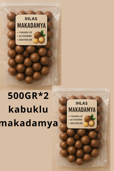 İhlas Kabuklu Kavrulmuş Makademya Fındığı 1 kg (500GR*2 vakumlu poşet ile )