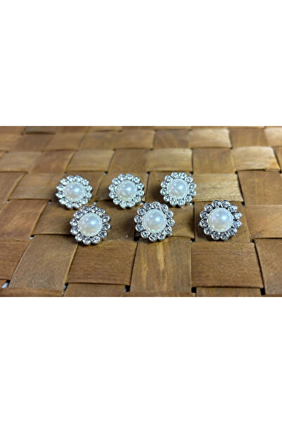 BİGÜMEX Stone Button 24 Size (15.2mm) Silver - 10 Pieces (1202)