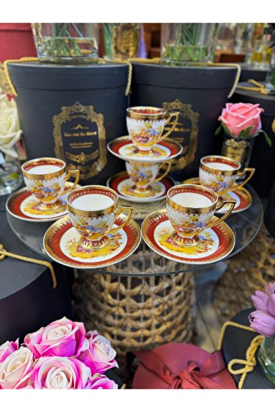 hediye Esterhomedecor 6-Person Porcelain Coffee Cup Set Fragonard Marquise Cup Set