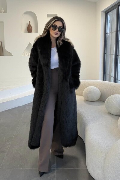 Eswomes ريش طيور طويل من الفرو الأسود