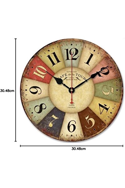 RUBIK ساعة حائط خشبية كلاسيكية مقاس ١٢ بوصة، صامتة، لا تصدر صوت تكتكة، تعمل بالبطارية (باريس)