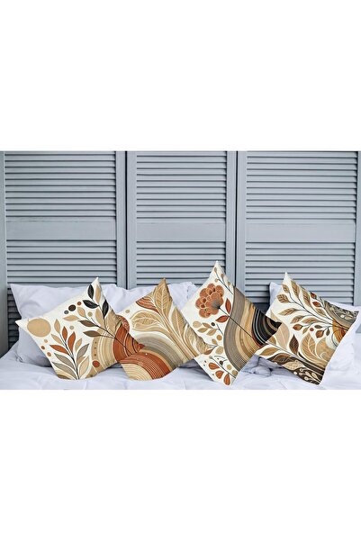 X SPRING Throw Pillow Cushion Covers, 4 PCS 45x45cm Double-Sided Floral Boho Pattern