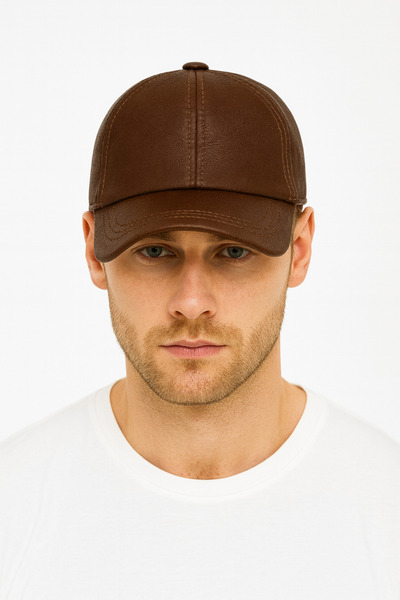 ZERAMİNE Genuine Leather Unisex Hat Cap – Quality Stitching Detailing - Premium