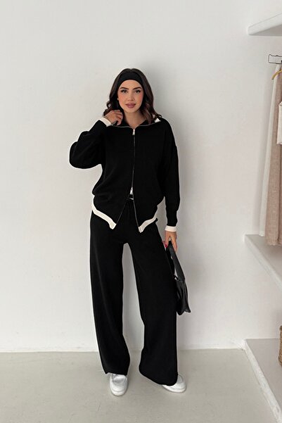 Noi Belis Zipper Detailed Oversized Knitwear Bottom-Top Set Aw25Au0049