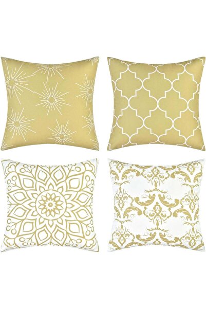 KOWVOWZ Set of 4 Throw Pillow Covers - Morocco Geometric Pattern, 45x45 cm