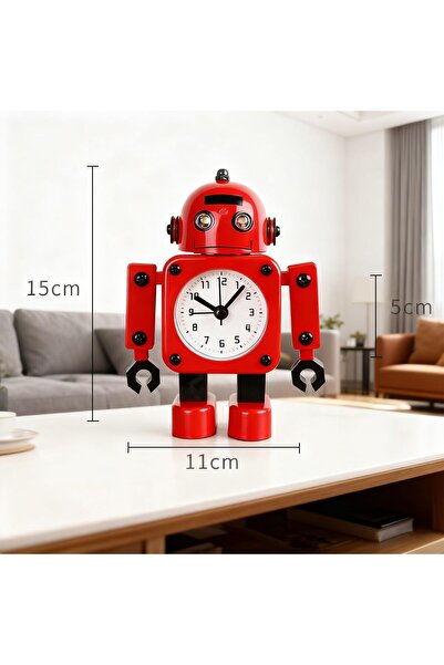MASROO ساعة منبه روبوتية غير موقوتة مصنوعة من المعدن المقاوم للصدأ - ساعة إيقاظ مزودة بأضواء عين وامضة وساعة