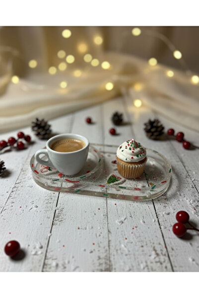 Lumine Glow Atelier El Yapımı İkili Bölmeli Epoksi Servis Sunumluk (Yılbaşı)