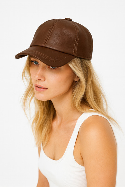 ZERAMİNE Genuine Leather Unisex Hat Cap – Quality Stitching Detailing - Premium