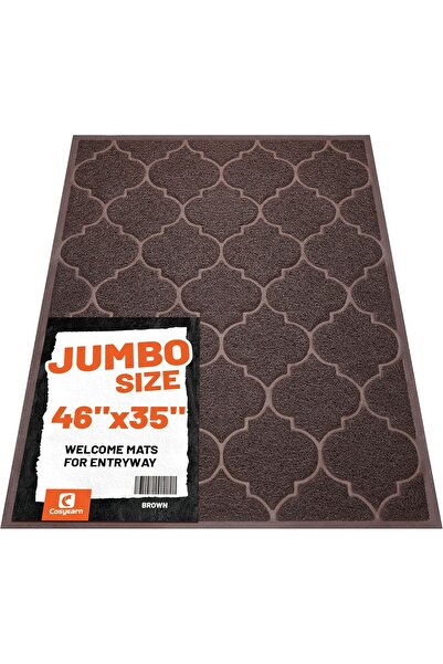 Cosyearn Large Door Mat 46 x 35 inch XL Waterproof Non-Slip (Brown)