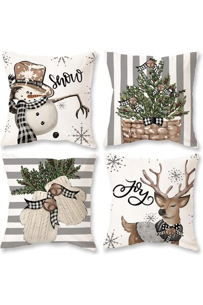 ORCHID M Christmas Stripes Pillow Covers, 18 x 18 inch, Set of 4