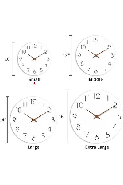 Generic Modern Silent Wall Clock, 25.4 cm White Round Face, Wooden Hands, Battery Operated, Non-Ticking Desi