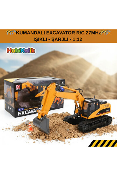 Genel Markalar KUMANDALI EXCAVATOR R/C 27MHz • IŞIKLI • ŞARJLI • 1:12 🚧🛠️