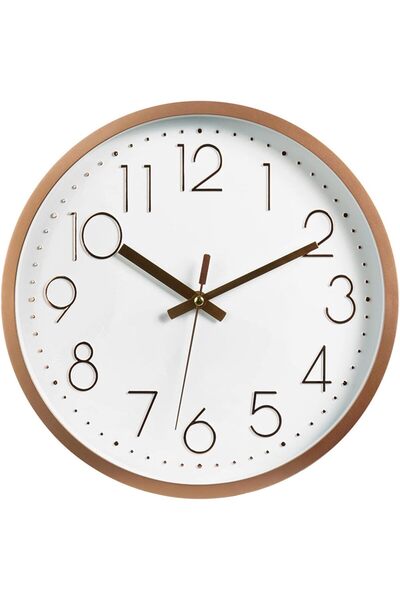 Vaupan ساعة حائط صامتة بدون دقات، ١٢ بوصة (ذهبي وردي)