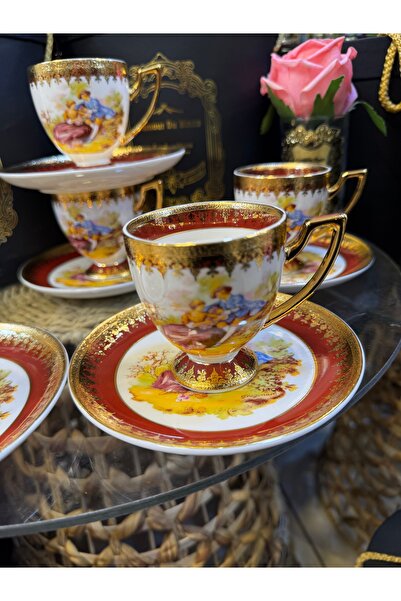hediye Esterhomedecor 6-Person Porcelain Coffee Cup Set Fragonard Marquise Cup Set