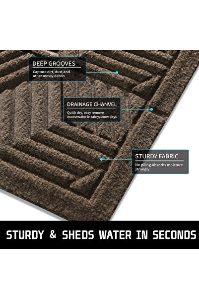 Yimobra Front Entrance Door Mat, All-Season, 29.5x17 Inch, Beige Brown